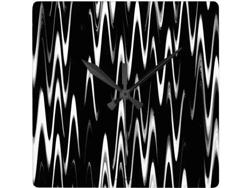 Wall Clocks-WAVY #1 Square Wall Clocks-Black & White-from COLORADDICTED.COM-