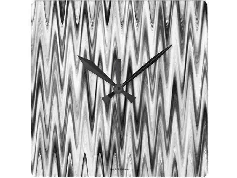 Wall Clocks-WAVY #1 Square Wall Clocks-Grays & White-from COLORADDICTED.COM-