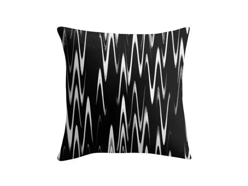 Throw Pillows & Throw Pillow Cases-WAVY #1 Throw Pillows & Throw Pillow Cases-Black & White-from COLORADDICTED.COM-