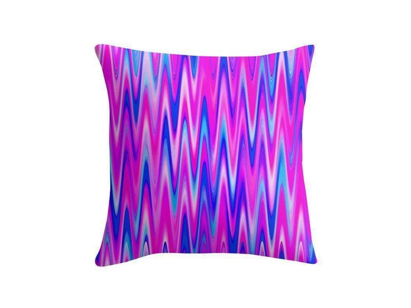 Throw Pillows &amp; Throw Pillow Cases-WAVY #1 Throw Pillows &amp; Throw Pillow Cases-Blues &amp; Purples &amp; Fuchsias-from COLORADDICTED.COM-
