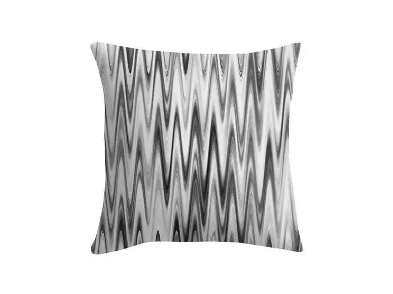 Throw Pillows & Throw Pillow Cases-WAVY #1 Throw Pillows & Throw Pillow Cases-Grays & White-from COLORADDICTED.COM-