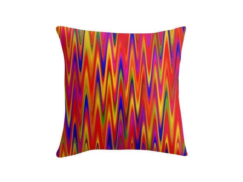 Throw Pillows &amp; Throw Pillow Cases-WAVY #1 Throw Pillows &amp; Throw Pillow Cases-Multicolor Bright-from COLORADDICTED.COM-
