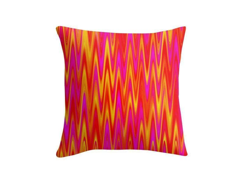 Throw Pillows &amp; Throw Pillow Cases-WAVY #1 Throw Pillows &amp; Throw Pillow Cases-Reds &amp; Oranges &amp; Yellows &amp; Fuchsias-from COLORADDICTED.COM-