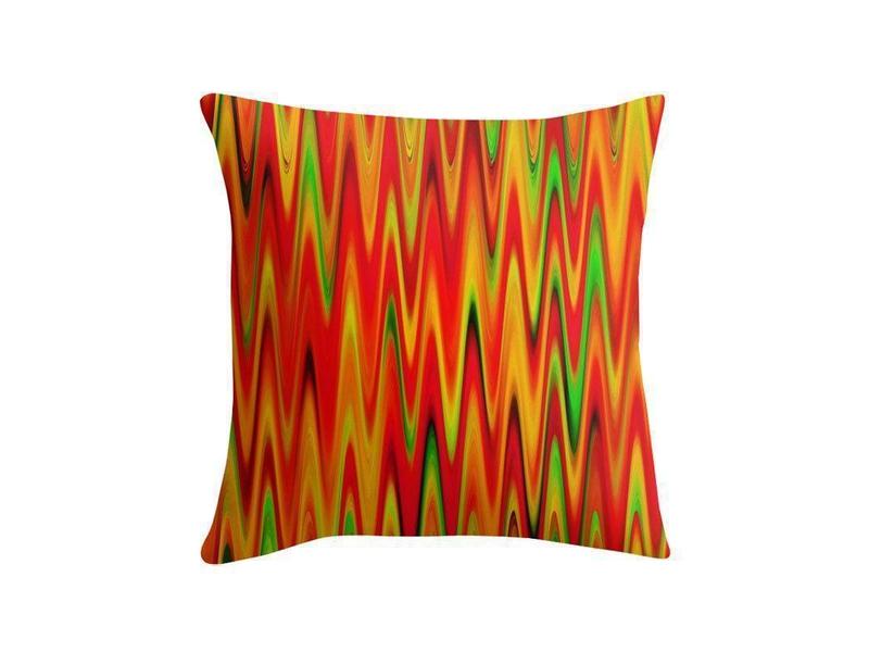 Throw Pillows &amp; Throw Pillow Cases-WAVY #1 Throw Pillows &amp; Throw Pillow Cases-Reds &amp; Oranges &amp; Yellows &amp; Greens-from COLORADDICTED.COM-