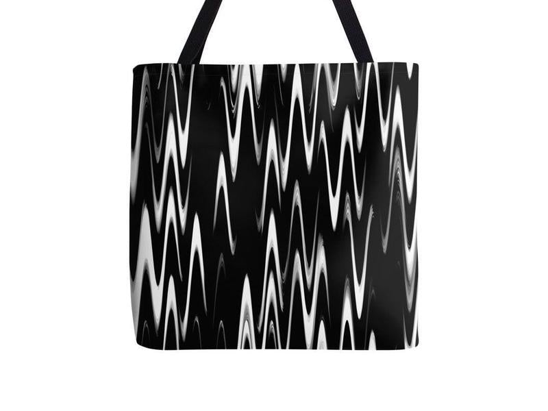 Tote Bags-WAVY #1 Tote Bags-Black &amp; White-from COLORADDICTED.COM-