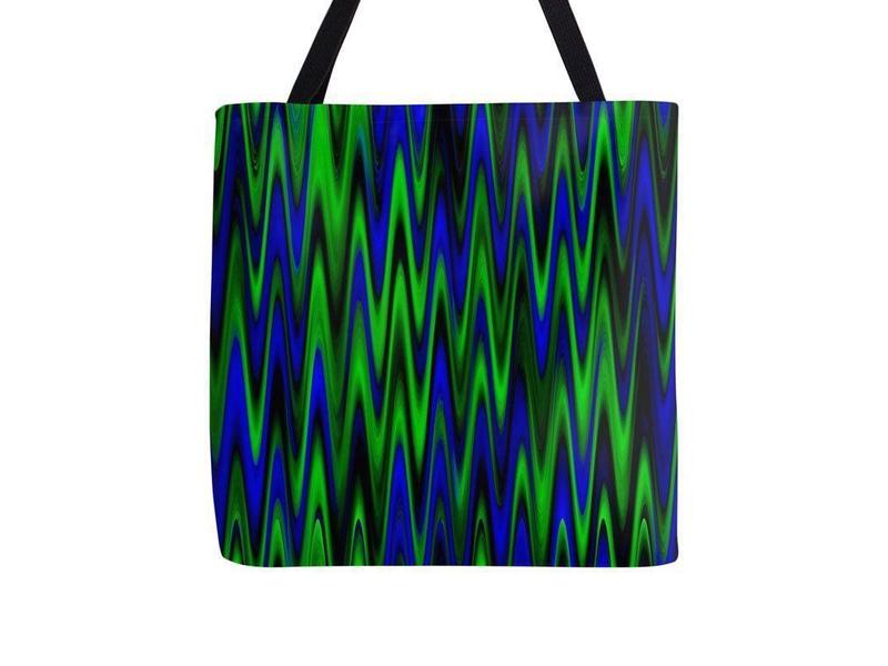 Tote Bags-WAVY #1 Tote Bags-Blues &amp; Greens-from COLORADDICTED.COM-