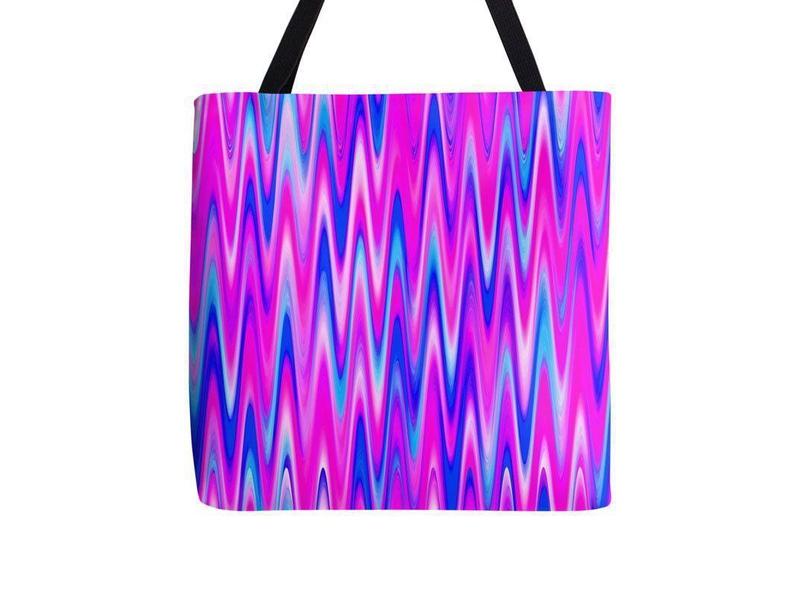 Tote Bags-WAVY #1 Tote Bags-Blues &amp; Purples &amp; Fuchsias-from COLORADDICTED.COM-