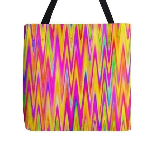 Tote Bags-WAVY #1 Tote Bags-Multicolor Light-from COLORADDICTED.COM-