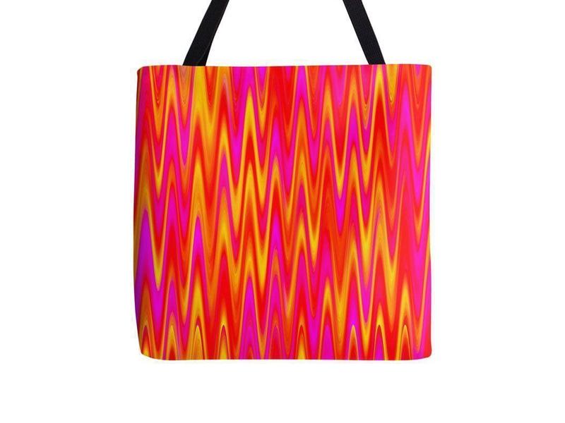 Tote Bags-WAVY #1 Tote Bags-Reds &amp; Oranges &amp; Yellows &amp; Fuchsias-from COLORADDICTED.COM-