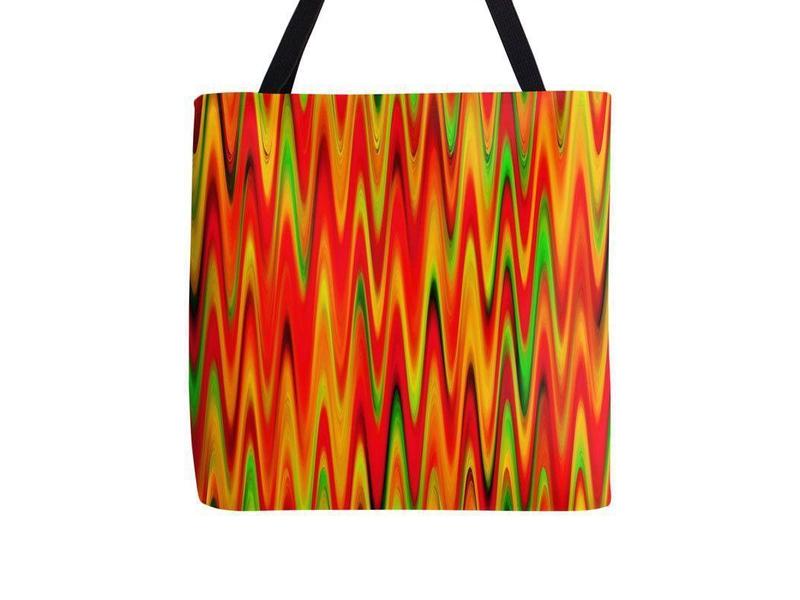 Tote Bags-WAVY #1 Tote Bags-Reds &amp; Oranges &amp; Yellows &amp; Greens-from COLORADDICTED.COM-