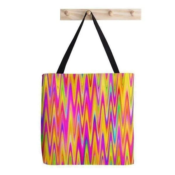 Tote Bags-WAVY #1 Tote Bags-Multicolor Light-from COLORADDICTED.COM-