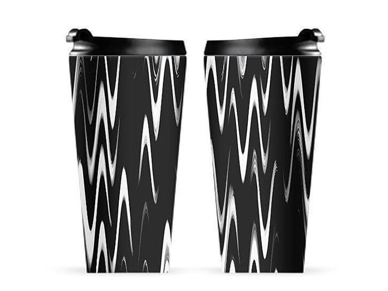 Travel Mugs-WAVY #1 Travel Mugs-Black &amp; White-from COLORADDICTED.COM-