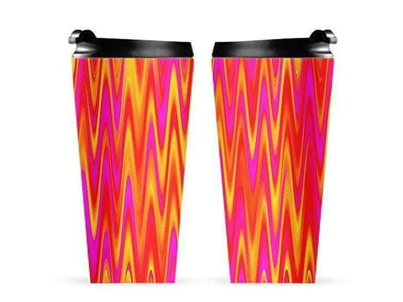 Travel Mugs-WAVY #1 Travel Mugs-Reds & Oranges & Yellows & Fuchsias-from COLORADDICTED.COM-