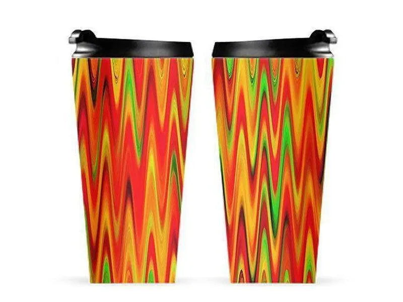 Travel Mugs-WAVY #1 Travel Mugs-Reds & Oranges & Yellows & Greens-from COLORADDICTED.COM-