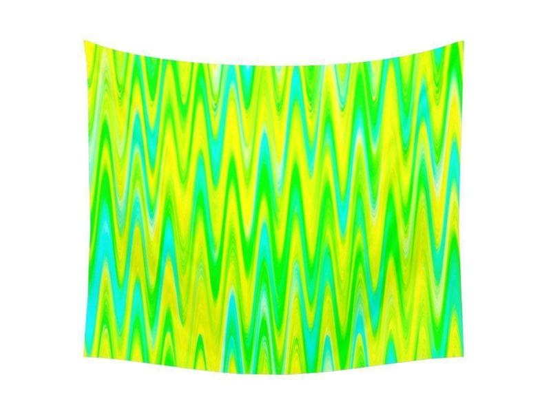 Wall Tapestries-WAVY #1 Wall Tapestries-Greens &amp; Yellows &amp; Light Blues-from COLORADDICTED.COM-