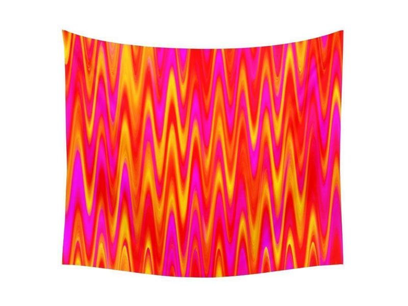 Wall Tapestries-WAVY #1 Wall Tapestries-Reds &amp; Oranges &amp; Yellows &amp; Fuchsias-from COLORADDICTED.COM-