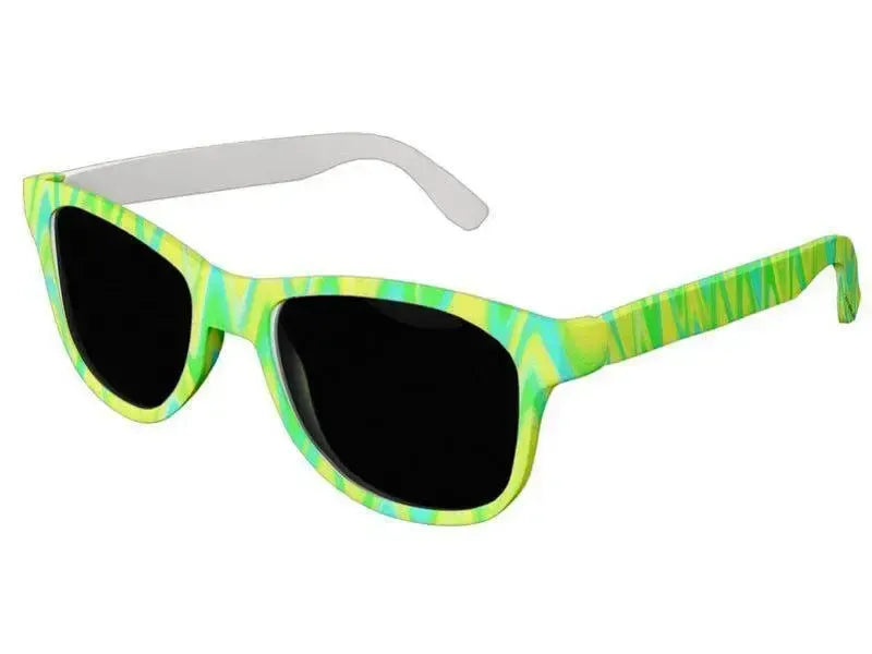Wayfarer Sunglasses-WAVY #1 Wayfarer Sunglasses (white background)-Greens, Yellows & Light Blues-from COLORADDICTED.COM-