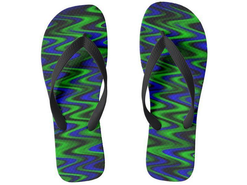 Flip Flops-WAVY #1 Wide-Strap Flip Flops-Blues &amp; Greens-from COLORADDICTED.COM-
