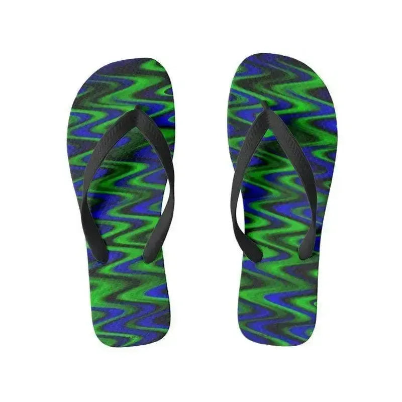 Flip Flops-WAVY #1 Wide-Strap Flip Flops-Blues & Greens-from COLORADDICTED.COM-