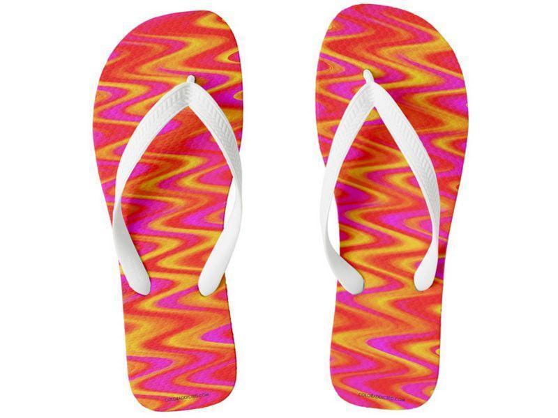 Flip Flops-WAVY #1 Wide-Strap Flip Flops-Reds &amp; Oranges &amp; Yellows &amp; Fuchsias-from COLORADDICTED.COM-