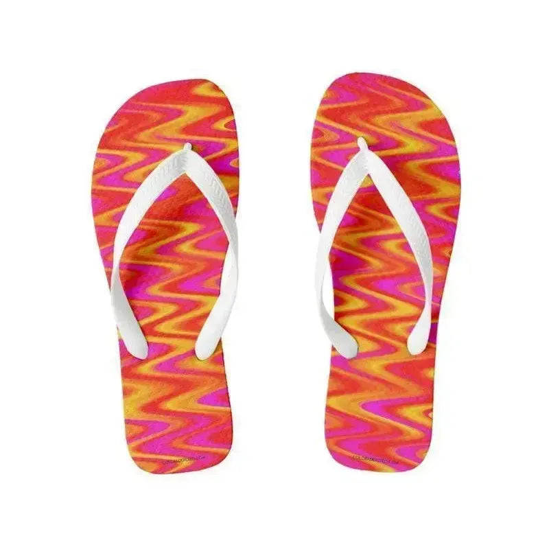Flip Flops-WAVY #1 Wide-Strap Flip Flops-Reds & Oranges & Yellows & Fuchsias-from COLORADDICTED.COM-