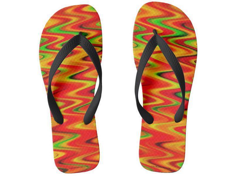 Flip Flops-WAVY #1 Wide-Strap Flip Flops-Reds &amp; Oranges &amp; Yellows &amp; Greens-from COLORADDICTED.COM-
