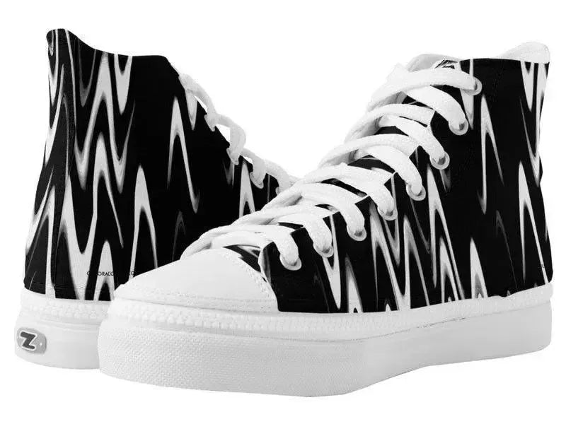 ZipZ High-Top Sneakers-WAVY #1 ZipZ High-Top Sneakers-Black & White-from COLORADDICTED.COM-