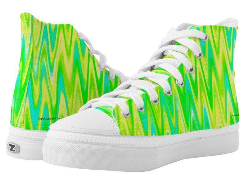 ZipZ High-Top Sneakers-WAVY #1 ZipZ High-Top Sneakers-Greens &amp; Yellows &amp; Light Blues-from COLORADDICTED.COM-