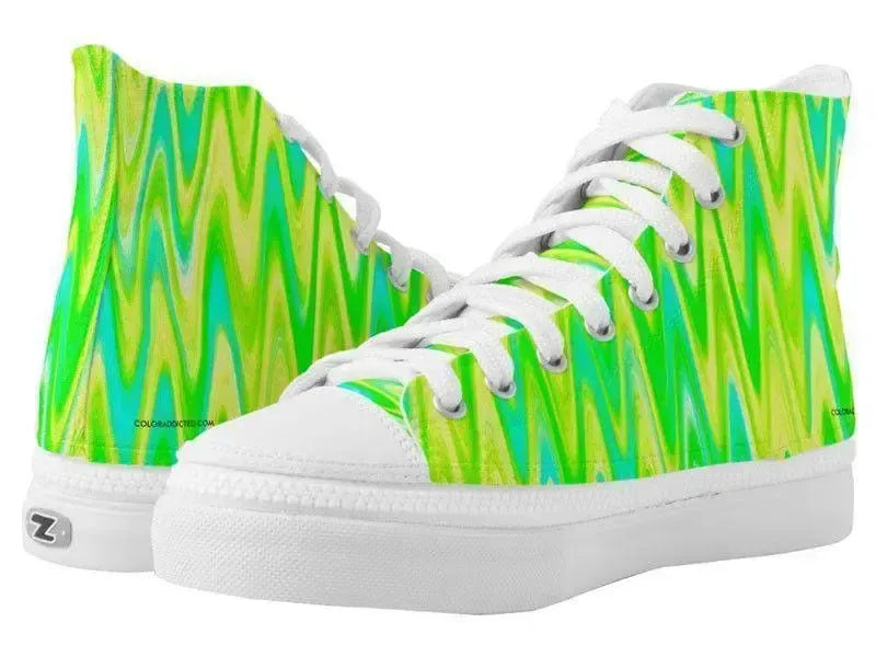 ZipZ High-Top Sneakers-WAVY #1 ZipZ High-Top Sneakers-Greens & Yellows & Light Blues-from COLORADDICTED.COM-