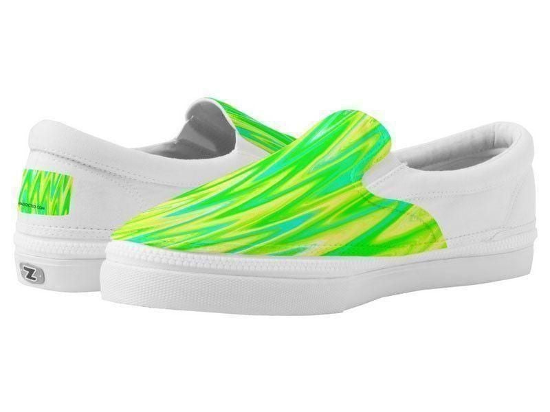 ZipZ Slip-On Sneakers-WAVY #1 ZipZ Slip-On Sneakers-Greens &amp; Yellows &amp; Light Blues-from COLORADDICTED.COM-