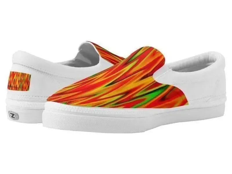 ZipZ Slip-On Sneakers-WAVY #1 ZipZ Slip-On Sneakers-Reds & Oranges & Yellows & Greens-from COLORADDICTED.COM-
