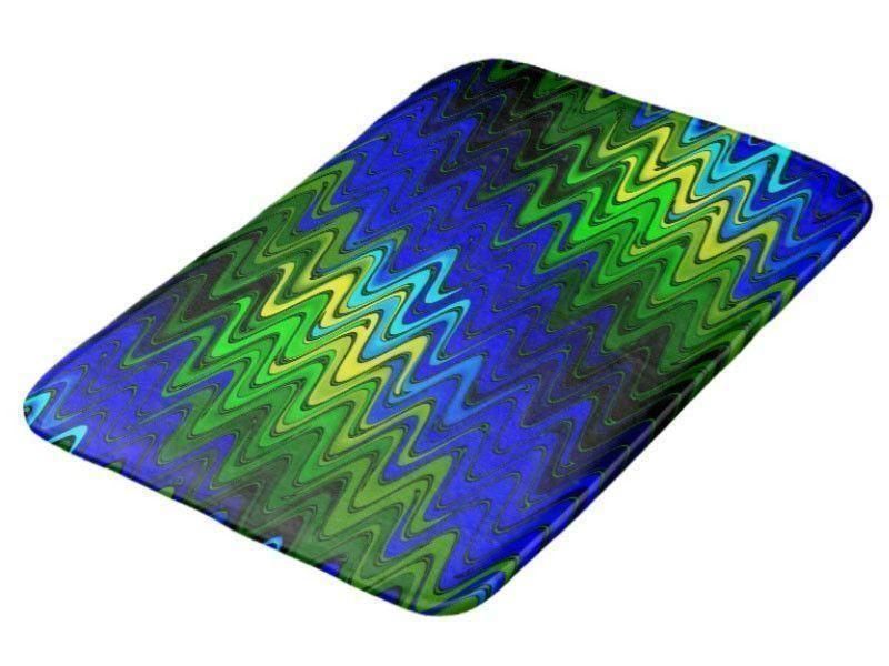 Bath Mats-WAVY #2 Bath Mats-Blues, Greens &amp; Yellows-from COLORADDICTED.COM-