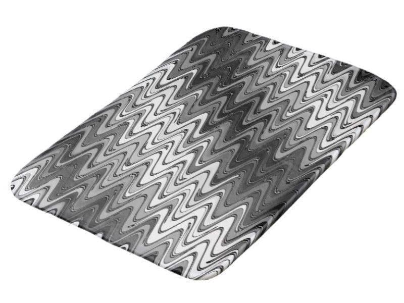 Bath Mats-WAVY #2 Bath Mats-Grays &amp; White-from COLORADDICTED.COM-