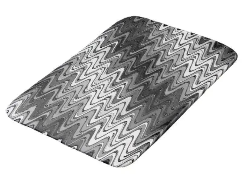 Bath Mats-WAVY #2 Bath Mats-Grays & White-from COLORADDICTED.COM-