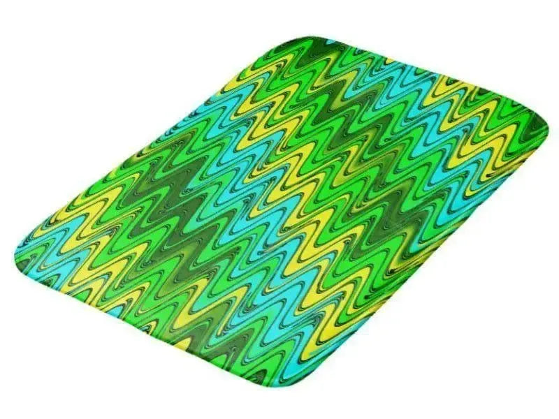 Bath Mats-WAVY #2 Bath Mats-Greens, Yellows & Light Blues-from COLORADDICTED.COM-