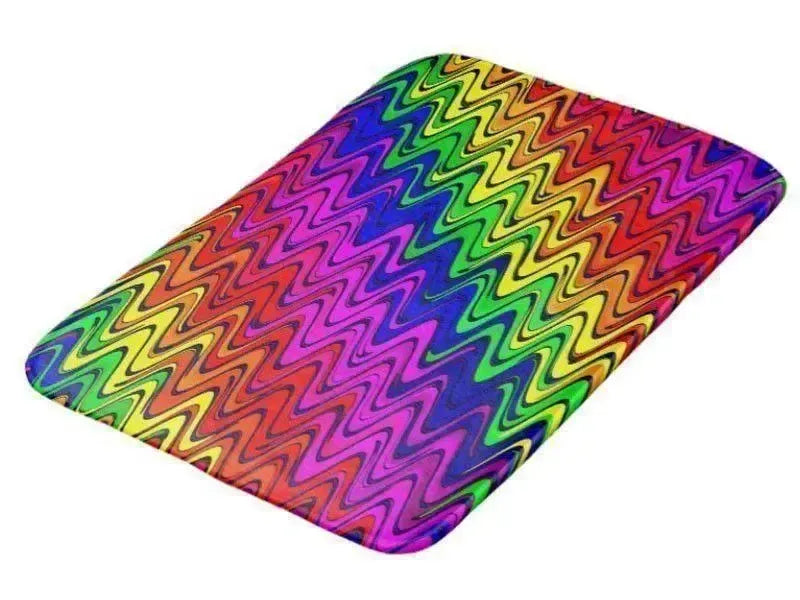 Bath Mats-WAVY #2 Bath Mats-Multicolor Bright-from COLORADDICTED.COM-
