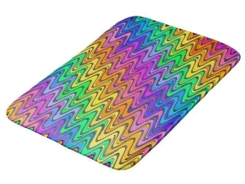 Bath Mats-WAVY #2 Bath Mats-Multicolor Light-from COLORADDICTED.COM-