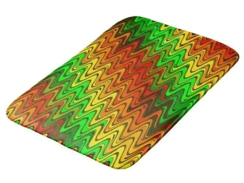 Bath Mats-WAVY #2 Bath Mats-Reds, Oranges, Yellows & Greens-from COLORADDICTED.COM-