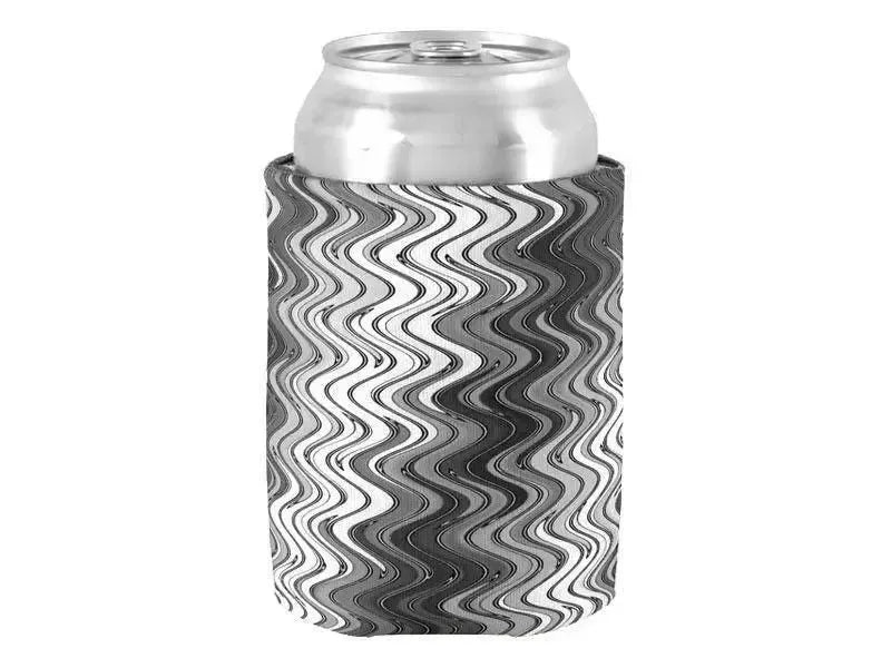 Can Cooler Sleeves – Can Koozies-WAVY #2 Bottle & Can Cooler Sleeves – Bottle & Can Koozies-Grays & White-from COLORADDICTED.COM-