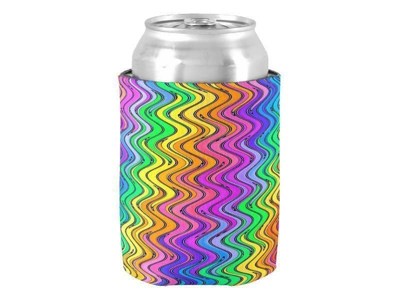 Can Cooler Sleeves – Can Koozies-WAVY #2 Bottle &amp; Can Cooler Sleeves – Bottle &amp; Can Koozies-Multicolor Light-from COLORADDICTED.COM-
