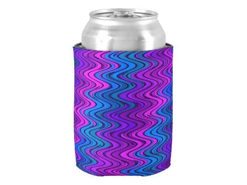 Can Cooler Sleeves – Can Koozies-WAVY #2 Bottle &amp; Can Cooler Sleeves – Bottle &amp; Can Koozies-Purples &amp; Violets &amp; Turquoises-from COLORADDICTED.COM-