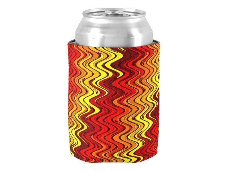 Can Cooler Sleeves – Can Koozies-WAVY #2 Bottle &amp; Can Cooler Sleeves – Bottle &amp; Can Koozies-Reds &amp; Oranges &amp; Yellows-from COLORADDICTED.COM-