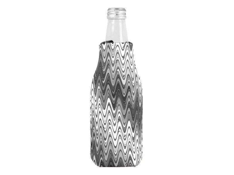 Bottle Cooler Sleeves – Bottle Koozies-WAVY #2 Bottle Cooler Sleeves – Bottle Koozies-Grays &amp; White-from COLORADDICTED.COM-