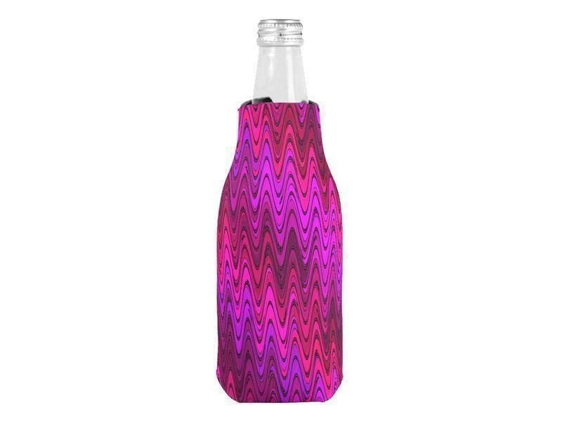 Bottle Cooler Sleeves – Bottle Koozies-WAVY #2 Bottle Cooler Sleeves – Bottle Koozies-Purples &amp; Fuchsias &amp; Violets &amp; Magentas-from COLORADDICTED.COM-