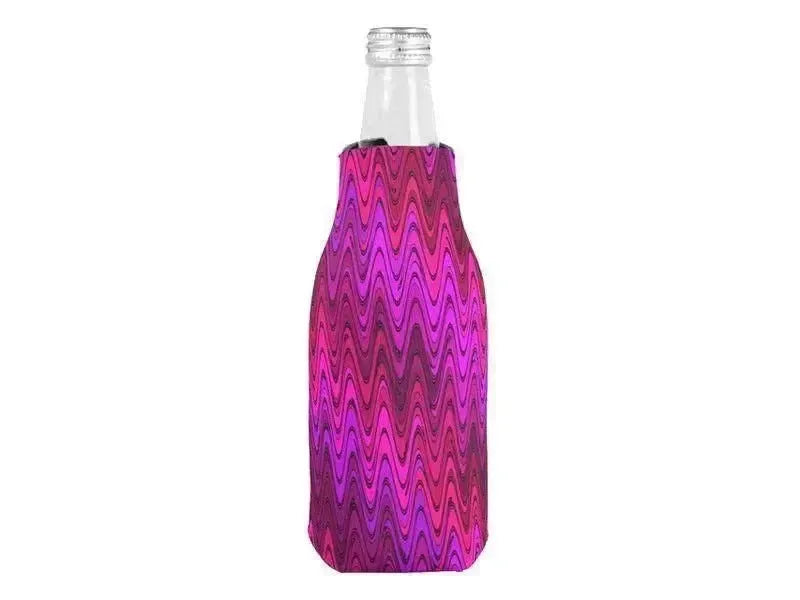 Bottle Cooler Sleeves – Bottle Koozies-WAVY #2 Bottle Cooler Sleeves – Bottle Koozies-Purples & Fuchsias & Violets & Magentas-from COLORADDICTED.COM-