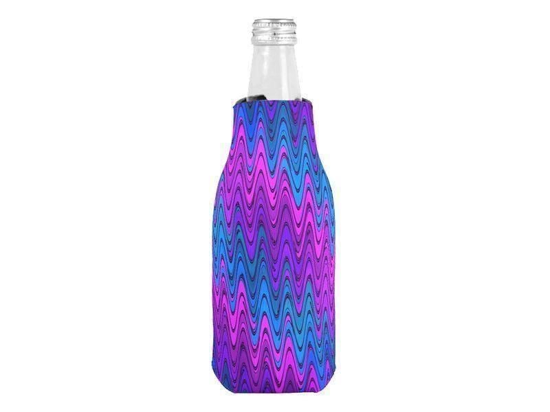 Bottle Cooler Sleeves – Bottle Koozies-WAVY #2 Bottle Cooler Sleeves – Bottle Koozies-Purples &amp; Violets &amp; Turquoises-from COLORADDICTED.COM-