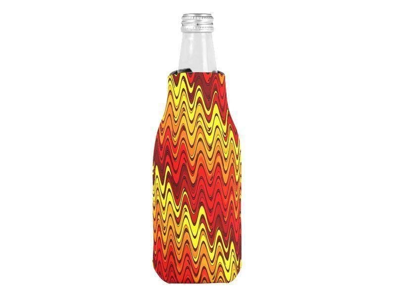 Bottle Cooler Sleeves – Bottle Koozies-WAVY #2 Bottle Cooler Sleeves – Bottle Koozies-Reds &amp; Oranges &amp; Yellows-from COLORADDICTED.COM-