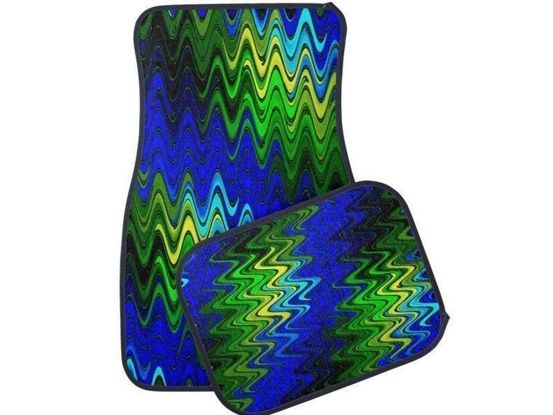 Car Mats-WAVY #2 Car Mats Sets-Blues &amp; Greens &amp; Yellows-from COLORADDICTED.COM-