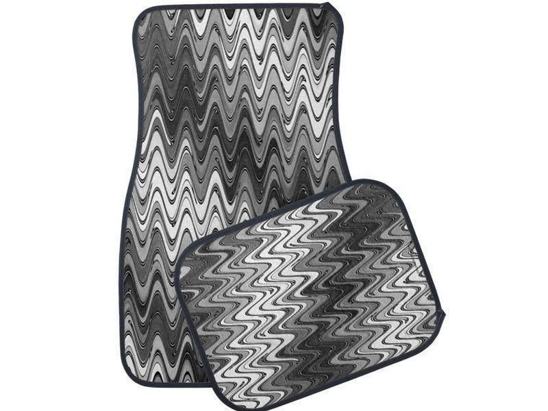 Car Mats-WAVY #2 Car Mats Sets-Grays &amp; White-from COLORADDICTED.COM-