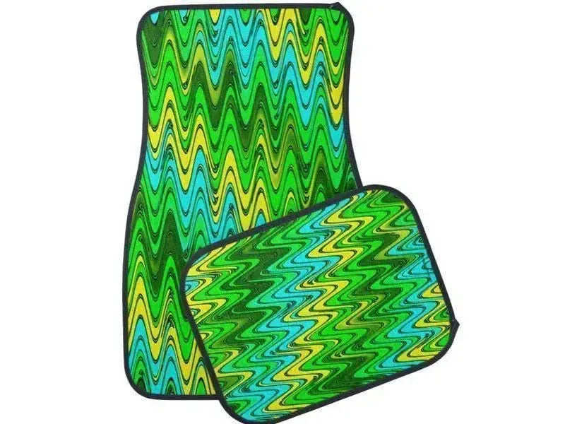 Car Mats-WAVY #2 Car Mats Sets-Greens & Yellows & Light Blues-from COLORADDICTED.COM-